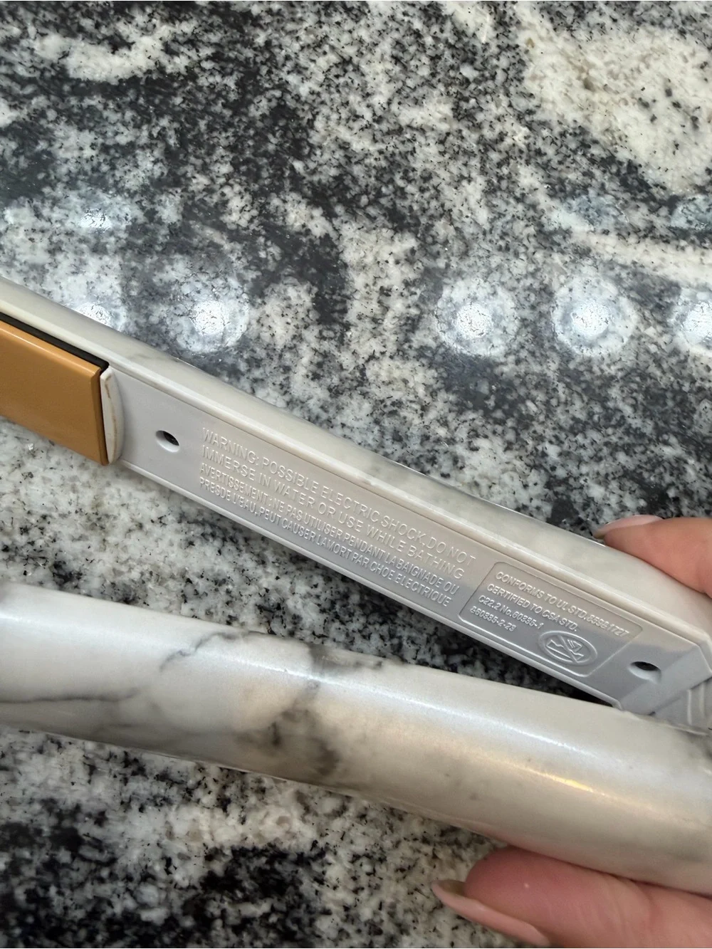 CHI White Marble Hair Straightener - Gold Plates